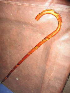 USET.02-: ANTIQUE FOLK ART SPIRAL SHAVED KNOT WOOD WALKING STICK CANE - Picture 1 of 10