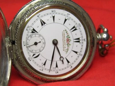 Silver Hunter Pocket Watch Enamel Turkish Dial Key Wind c 1870 - Image 1 of 4