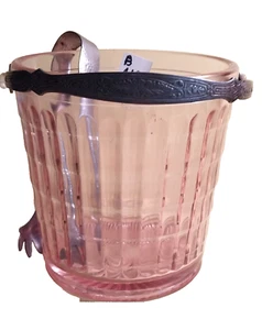 Vintage Depression Glass Pink Ice Bucket Tea Room Art Deco B-C!2 - Picture 1 of 4