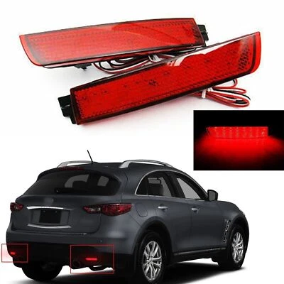 Luces de freno traseras reflectoras de parachoques trasero LED lentes rojas para Infiniti QX70 2014-2017 Foto 1 de 4