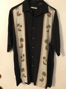 M Men's CAMPIA MODA Vintage Black Cascading Floral Hawaiian Shirt NEVER WORN - Picture 1 of 4