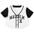 Maillot de baseball Malcolm X, noir et blanc - coupé