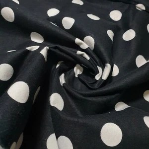 Black Polka Cotton Flannel Fabric Winceyette Costume Craft Dress Material 44" - Picture 1 of 5