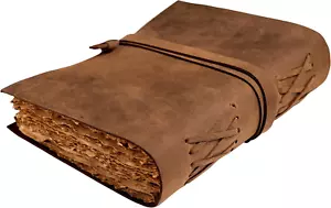 Leather Journal-Vintage Leatherbound Journal - Handmade Antique Deckle Edge Pape - Picture 1 of 8