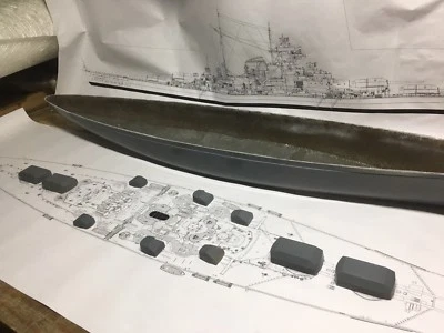 KIT ACORAZADO BISMARCK/TIRPITZ 69" - Planes torretas casco fibra de vidrio ¡HECHO EN EE. UU.! Foto 1 de 4