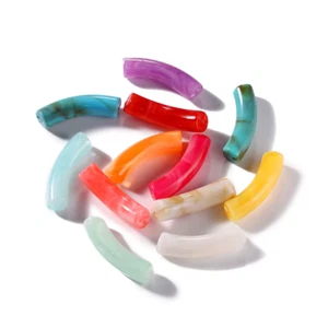 10Pcs/Lot Colorful Bent Pipe Bead Acrylic Curved Tube Beads for DIY Bracelet Pen - Picture 1 of 43