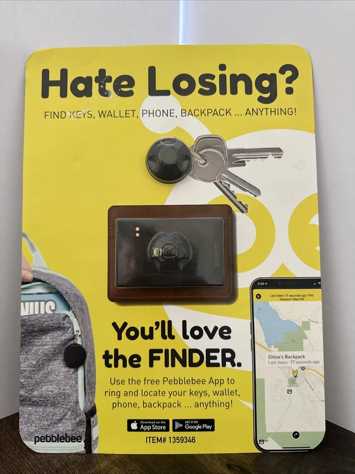 PebbleBee Finder 2.0 Blackcard Bluetooth Tracker Find Keys Wallet Phone
