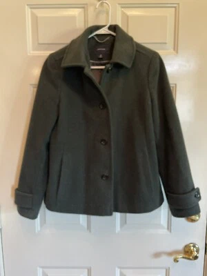 Lands’ End Short Swing PeaCoat Sz 10 Evergreen Wool Blend NICE! - Image 1 of 4