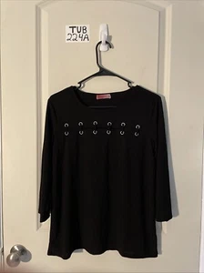 Love Scarlett Black Grommet Blouse women’s size S - Picture 1 of 3