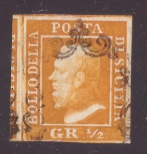 Italia Sicilia, 1/2 grano arancio II tavola carta di Napoli usato -GK12 - Foto 1 di 4
