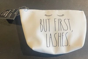 RAE DUNN KOSMETIKTASCHE MIT REISSVERSCHLUSS, "ABER ERSTE WIMPERN", NEU MIT ETIKETT - Bild 1 von 4