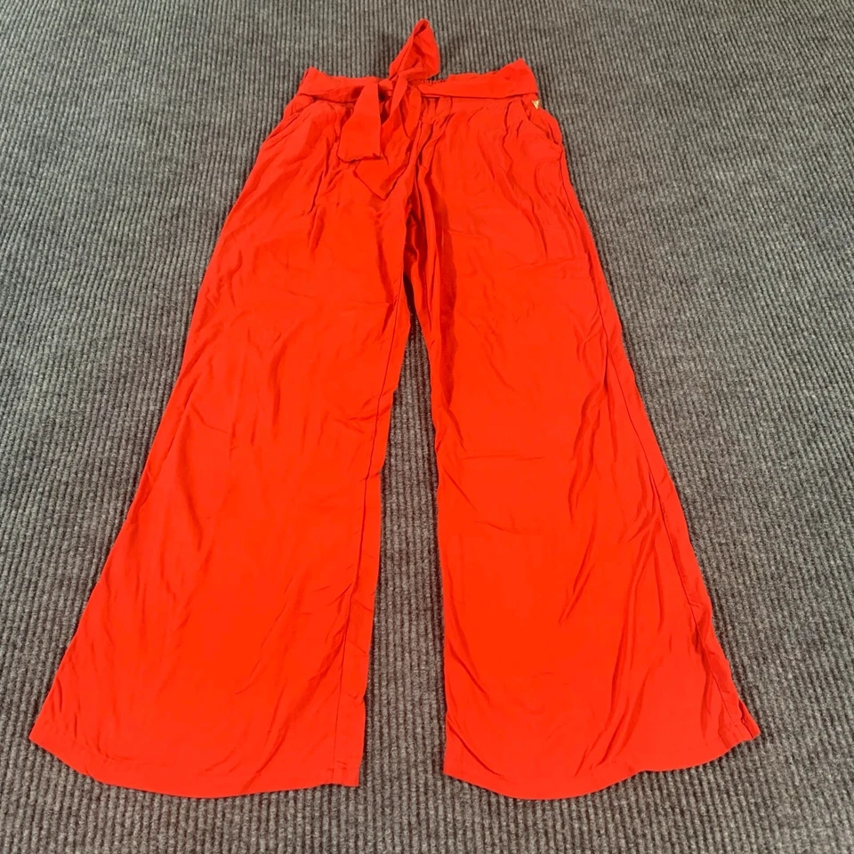 Guess Pants Womens Extra Small XS Red Belted Wide Leg Retro Y2K 26x28 Mid Rise - Image 1 of 4
