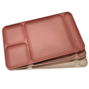 Vintage Pink Tupperware Divided Lunch or Dinner Trays, Set of 3 Light, Med, Dark - Picture 1 of 10