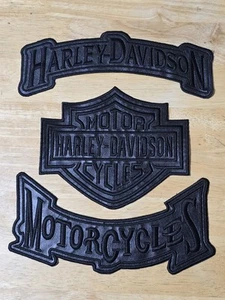 Harley Davidson artificial leather iron on embroidered set - Picture 1 of 10