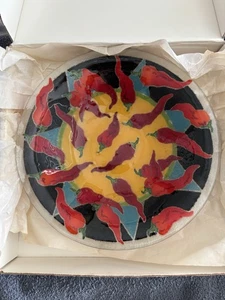 Peggy Karr Glas Runde Platte Paprika Neu im Karton - Bild 1 von 3