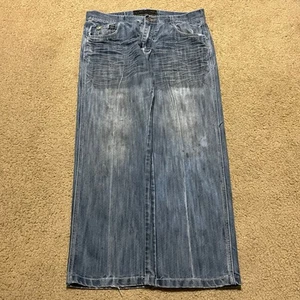 Pantalones de mezclilla Southpole Y2K holgados skater azul desteñido con bigotes 36Wx29L - Imagen 1 de 7