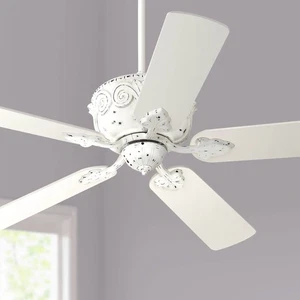 52" Deville Shabby Chic Ceiling Fan White Low Profile for Living Room Kitchen - Picture 1 of 3