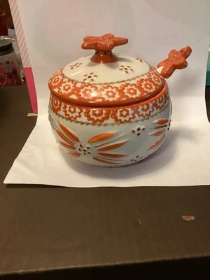 Temp~Tations Old World 16 Oz Hand Crafted Sugar Bowl Orange - Image 1 of 4