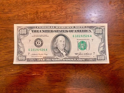 100 Dollars Bill G 1985 Four Corners 7 Lucky Bill! - Image 1 of 2