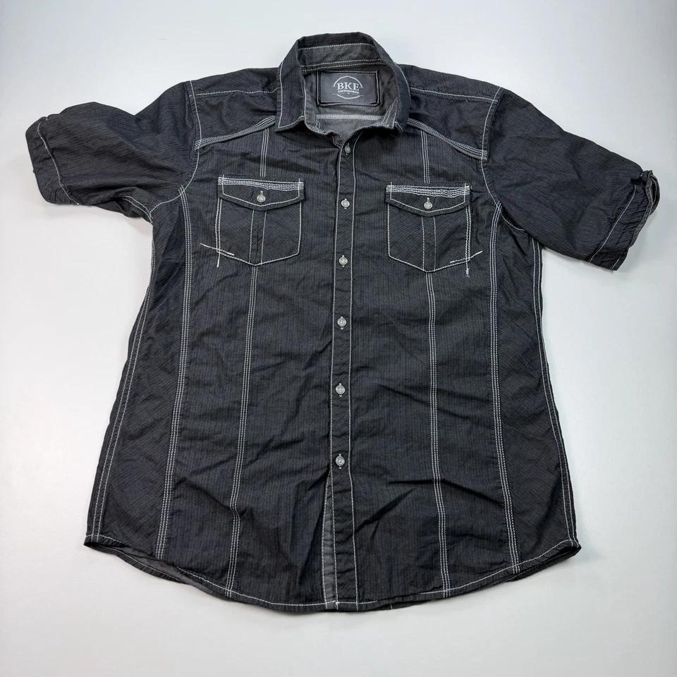 Camisa con Hebilla BKE Abotonada Para Hombres Gris Mediana Calce Atlético Informal Diseñador Foto 1 de 4