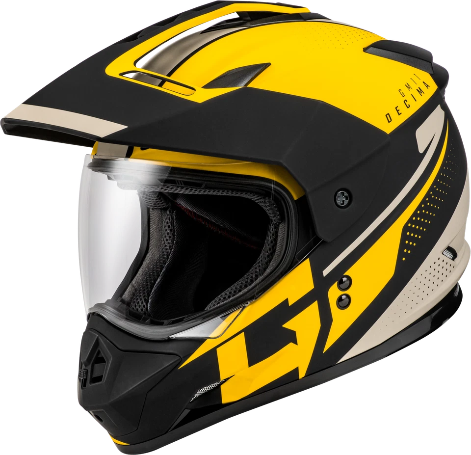 GMAX GM-11 DECIMA HELMET MATTE BLACK/YELLOW/GREY MD A11161225 - Image 1 of 1