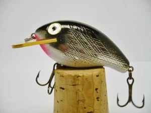Vintage Angelköder älter Rebel Wee R Foil Chrom schwarz Rückseite quadratische Lippe - Bild 1 von 6
