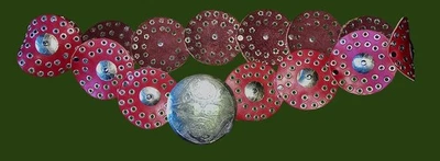 Cinturón medallón concho de cuero marroquí de colección para mujer metal plateado boho hippie Foto 1 de 4