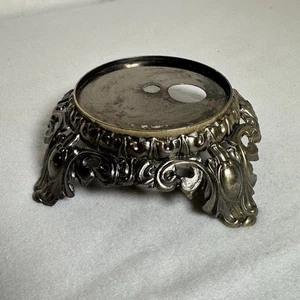 Vtg Ornate 5.5” Lamp Stand Base Silver Tone Acurate Casting Floral - Picture 1 of 12
