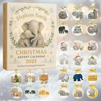 Elephant Family Advent Calendar Blind Box Christmas Pendant Decoration Tree N2P5 - Image 1 of 4