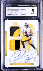 2020 Panini Impeccable Elegance Helmet/Nameplate Chase Claypool CGC 9 MINT - Picture 1 of 2