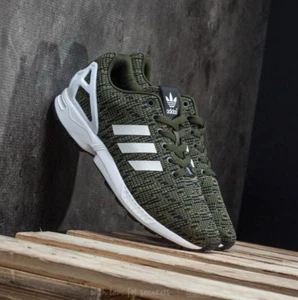Adidas Originals ZX Flux Night Cargo/ White/ Olive Mens Running Sneakers Shoes - Picture 1 of 17