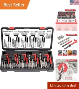 Metric Thread Repair Kit 131-Piece HSS Drill Helicoil M5-M12 Durable Storage - Picture 1 of 8