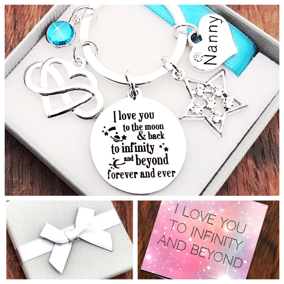 LOVE YOU TO INFINITY Keyring, MUM, SISTER, BIRTHSTONE CHOICE, Gift Box & Card - Image 1 of 1