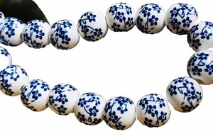 Ceramic Glazed Floral Chunky Beads Qty:15 Bead Gallery - Picture 1 of 2