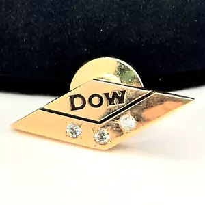 Pin de servicio al empleado Dow Chemical 14k 3 diamantes oro amarillo 2,5 g - Imagen 1 de 5