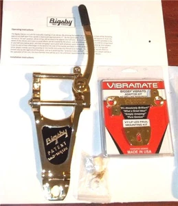 Bigsby® B7G Gold Vibrato Tailpiece & Gold Vibramate V7-LP-G~Les Paul~Brand New - Picture 1 of 7