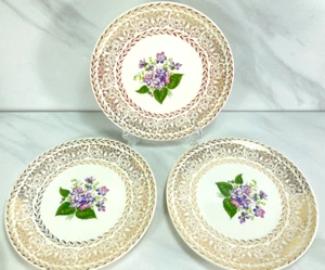 3 Cunningham & Pickett Spring Violet 22K Goldrand Brot & Butter Teller 6 1/4" - Bild 1 von 10