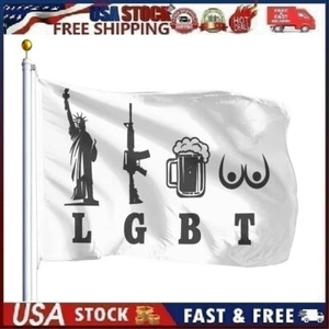 LGBT - Liberty Guns Beer Tits on a  3x5 Feet Flag with 2 Grommets - Picture 1 of 16
