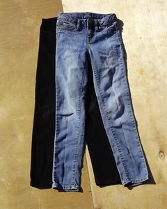 Girls Size 7 Jeans, Slim Fit Gap/Cat & Jack, Medium Denim Black Pants 2 Pieces - Picture 1 of 5