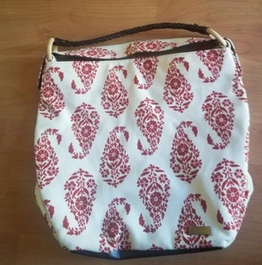Stephanie Johnson Canvas Red Ivory Summer Purse Shoulder Hobo Bag Handbag - Picture 1 of 6