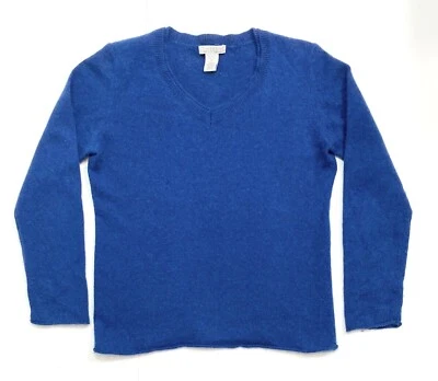 SUÉTER AZUL CACHEMIR CUELLO EN V, 2 CAPAS, POR TWEEDS, PEQUEÑO PARA MUJER Foto 1 de 4