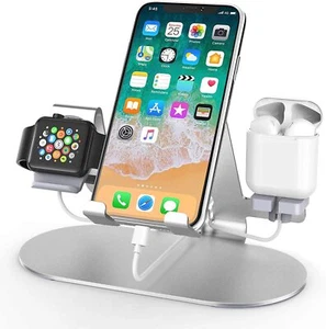 Aluminum 3 in 1 Charging Dock Station Holder Stand Apple iWatch Iphone Airpods - Picture 1 of 5