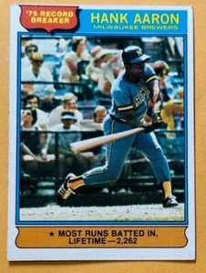 1976 Topps #1 Hank Aaron Record Breaker (HOF) Atlanta Braves EX - Imagen 1 de 2