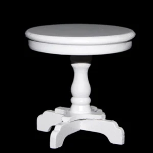 1:12 Mini House Wooden Round Coffee Table for Doll Furniture White - Picture 1 of 6