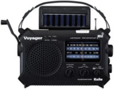 Black Kaito KA500 Solar Weather AM/FM/SW Radio W/Kaito USB AC Adapter - Image 1 of 2