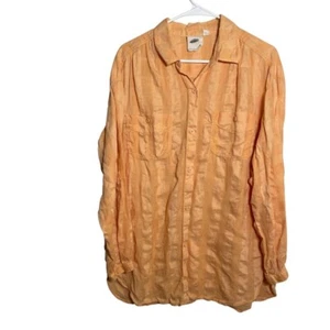 Nature Blouse Women's Large Orange Button Up Long Sleeve Solid Collared Shirt - Picture 1 of 7