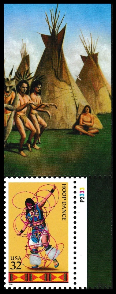US 3076 American Indian Dances Hoop Dance 32c plate single UR P3333 MNH 1996 - Image 1 of 1