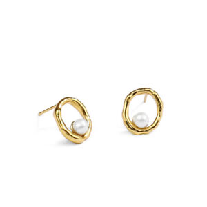 Creative Irregular Oval Pearl Stud Earrings Fashion Jewelry Gift Ear Accessories