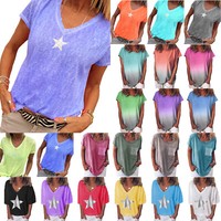 Womens Short Sleeve T-Shirt Loose Shirts Casual Basic Tees Plus Size Tops Blouse