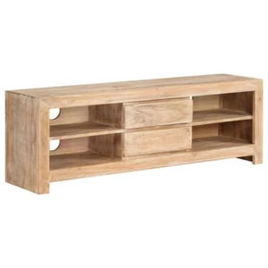 TV Schrank Fernsehtisch Wohnwand Akazienholz Massiv 120 x 30 x 40 cm Hellbraun - Bild 1 von 10